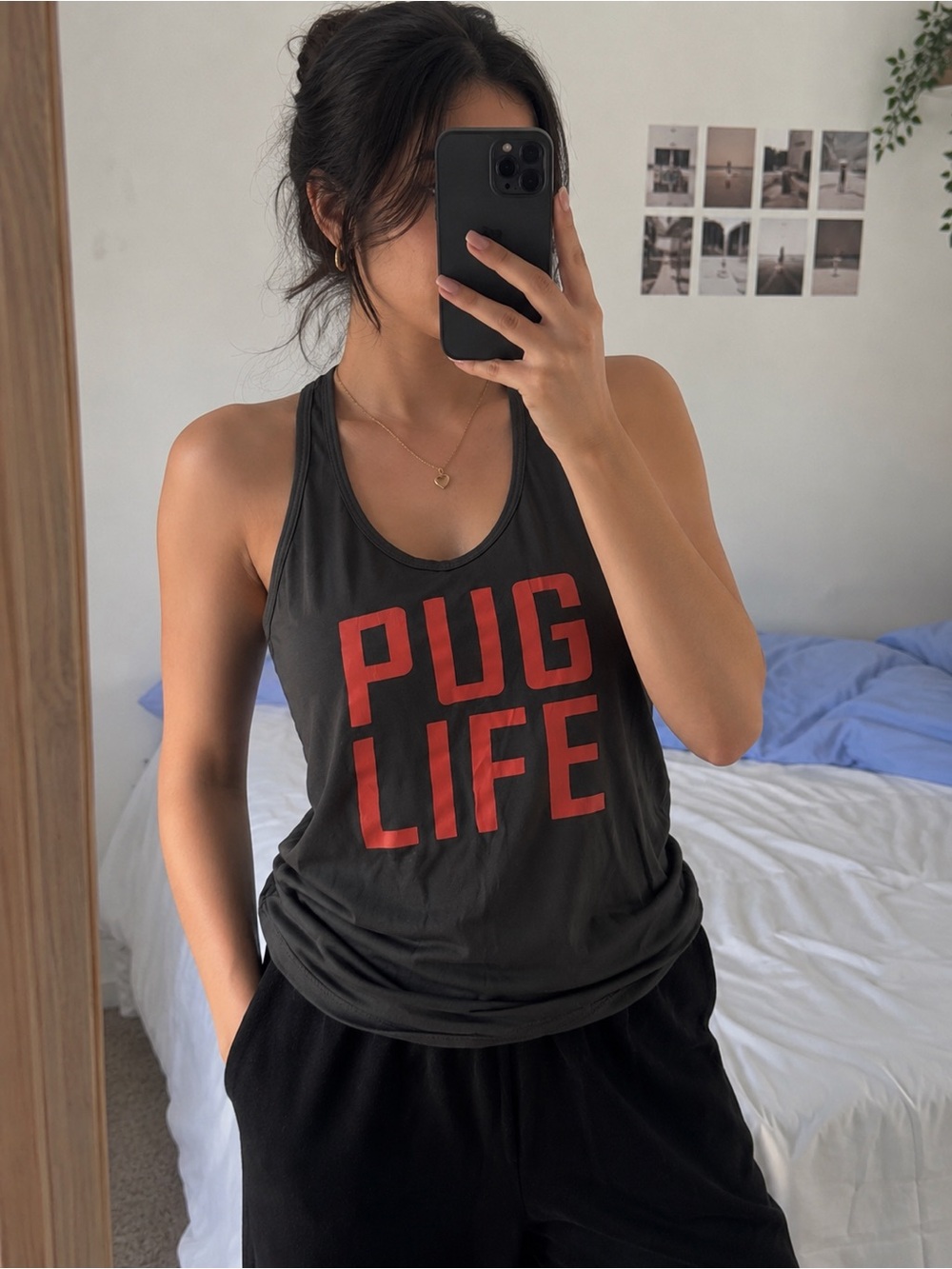Jordan Black Tank Top with Red 'PUG LIFE' Graphic Tee
